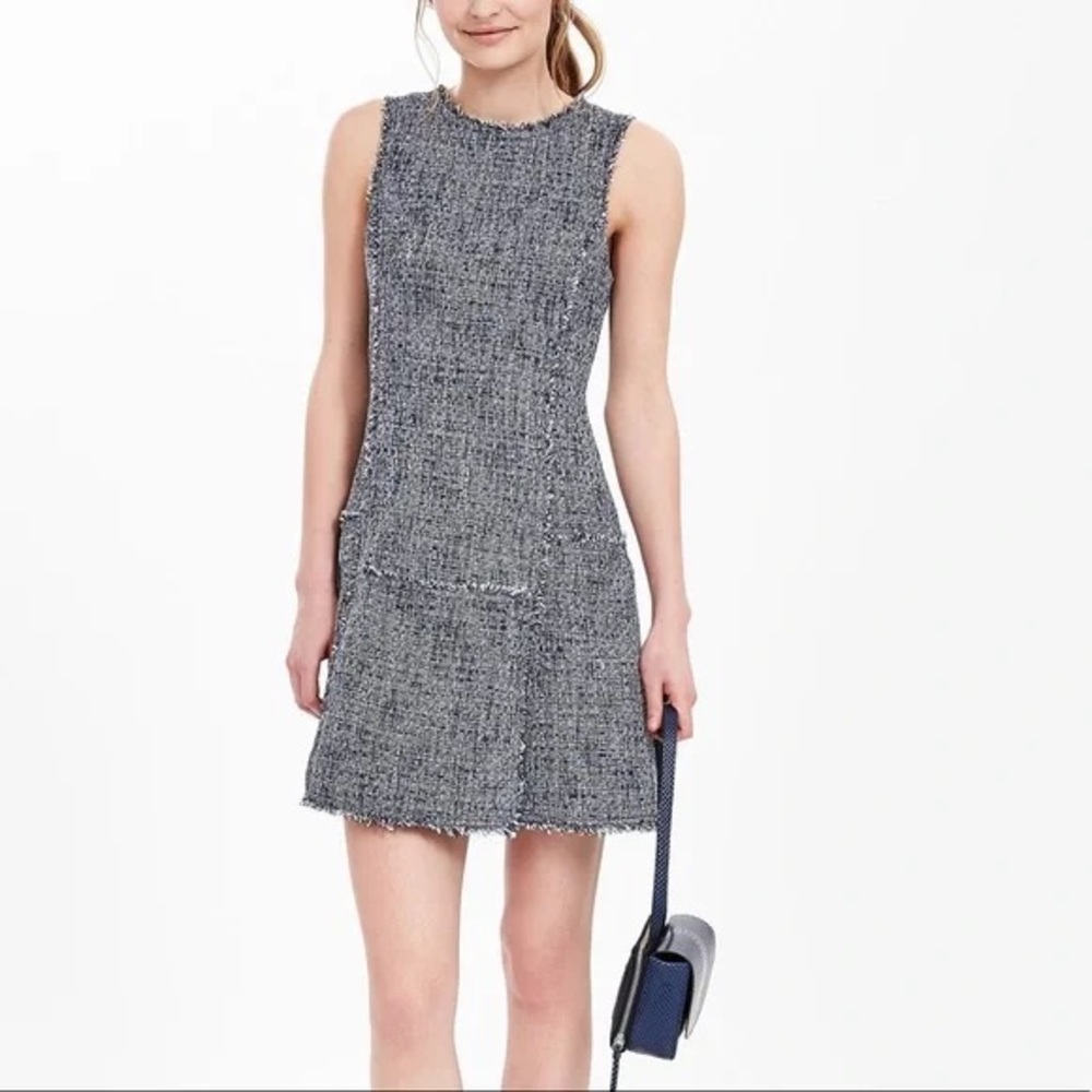 Banana Republic fit and flare tweed mini dress. Sz 0P.